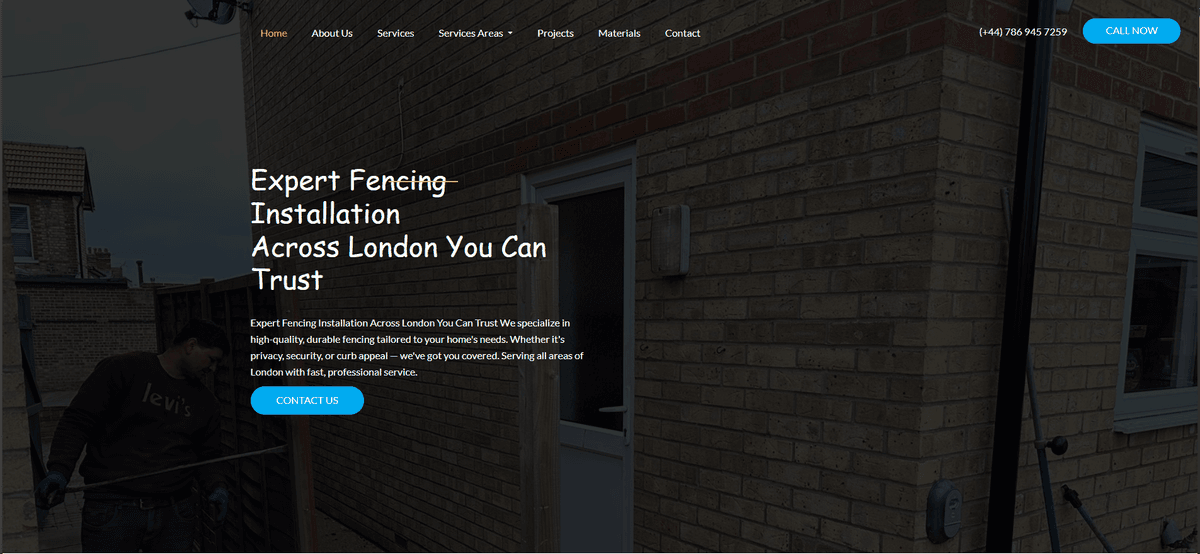 Fencing Services Landing Page - UK Client